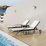 vidaXL Lettini Prendisole con Tavolino 3 pz Elegante Sdraio Mobile Arredo Giardino Spiaggia Piscina Chaise Longue in Polyrattan Marrone