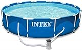 Intex 28202UK 10ft x 30in Metal Frame Swimming Pool with Filter Pump, 4,485 liters, Blue, 305x76 cm