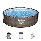 Bestway Steel Pro MAX - Set per piscina con pompa filtro, Ø 366 x 100 cm, effetto rattan, colore: Cioccolato