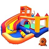Ballsea Burgone con soffiatore, per bambini da 3 a 10 anni, arrampicata su trampolino, scivolo a secco/acqua, piscina con palline oceaniche/piscina con getto d'acqua, ecc. Sono pieni di divertimento